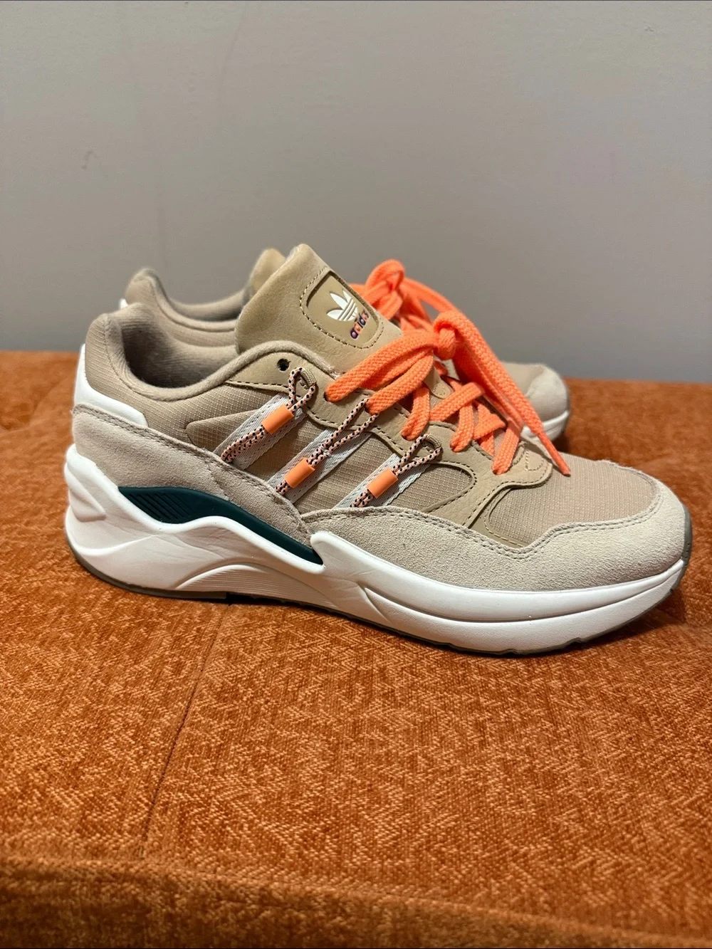 Adidas Men’s Beige and Orange Lace Casual Sneakers